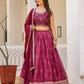 Rajwada Pink Georgette  Digital Printed With Sequins Work Stitched lehenga For Women