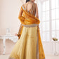 Rajwada Yellow Shibori Crepe Embroidered Semi Stitched Lehenga With Unstitched Blouse for Women