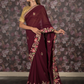 Rajwada Purple Floral Embroidered Georgette Saree with Unstitched Blouse for Women
