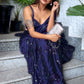 Rajwada Women Dark Blue Sequin Saree With Unstitched Blouse