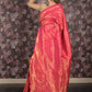 Rajwada Royal Magenta Silk Blend Woven Saree with Unstitched Blouse for Women