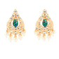 Rajwada Women White And Green Peacock Bridal Long Necklace Set With Earrings