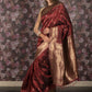 Rajwada Maroon Woven Silk Blend Saree with Unstitched Blouse for Women