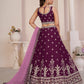 Rajwada Wine Georgette Embroidered Semi Stitched Lehenga With Unstitched Blouse for Women