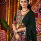Rajwada Dark Green Cotton Blend Embroidered Semi-Stitched Lehenga For Women