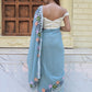 Rajwada Light Blue Embroidered Georgette Saree with Unstitched Blouse for Women