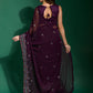 Rajwada Wine Embellished Georgette Saree With Unstitched Blouse For Women