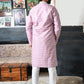 Rajwada Pink Embroidered Silk Blend Traditional Kurta Set For Men