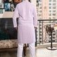 Rajwada Mauve Embroidered Cotton Kurta Set For Men