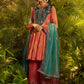 Rajwada Rust Organza Embellished Kurta Set For Women