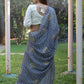Rajwada Grey Embroidered Simmar Saree with Unstitched Blouse for Women