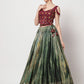 Rajwada - Green Chinnon Silk Print with Sequin Embroidered Semi Stitched Lehenga Choli