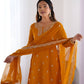 Rajwada Mustard Georgette Embroidered & Cutwork Kurta Set For Women