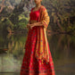 Rajwada Red Silk Blend Embroidered Semi-Stitched Lehenga Choli For Women