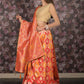 Rajwada Yellow and Red Woven Banarasi Silk Saree with Unstitched Blouse for Women
