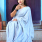 Rajwada Light Grey Cotton  Saree  With Unstitched Blouse for Women