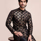 Rajwada Black Silk Blend Sequins Stitched Kurta For Men