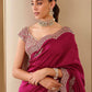Rajwada Maroon Silk Blend Embellished Saree For Women