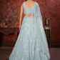 Rajwada Sky Blue Net Embellished Semi Stitched Lehenga With Unstitched Blouse for Women