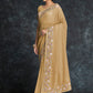 Rajwada Beige Embroidered Georgette Saree With Unstitched Blouse For Women