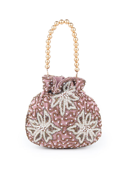 Rajwada Women Lavender Embellished Potli Handbag!