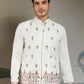 Rajwada White Silk Blend Embroidered Stitched Kurta Set For Men