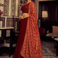 Rajwada Women Stylish Maroon Embroidered Georgette Semi Stitched Lehenga With Blouse Piece
