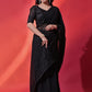 Rajwada Black Embellished Georgette Saree With Unstitched Blouse For Women
