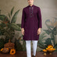 Rajwada Wine Viscose Rayon Woven Kurta For Men