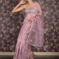 Rajwada Lilac Organza Embroidered Saree Without Blouse For Women
