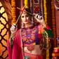 Rajwada Multicolor Cotton Blend Printed With Mirror Work Semi-Stitched lehenga For Women