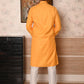 Rajwada Yellow Woven Cotton Polyester Kurta Set For Men