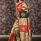 Rajwada Grey Woven Silk Blend Saree With Unstitched Blouse For Women