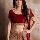 Rajwada Women Maroon Embroidered Semi Stitched Lehenga With Unstitched Blouse