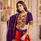 Rajwada Multicolor Viscose Cotton Embroidered Semi-Stitched Lehenga Choli For Women