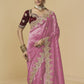 Rajwada Pink Tissue Embellished Saree For Women