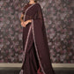 Rajwada Burgundy Georgette Embroidered Saree With Stitched Blouse For Women