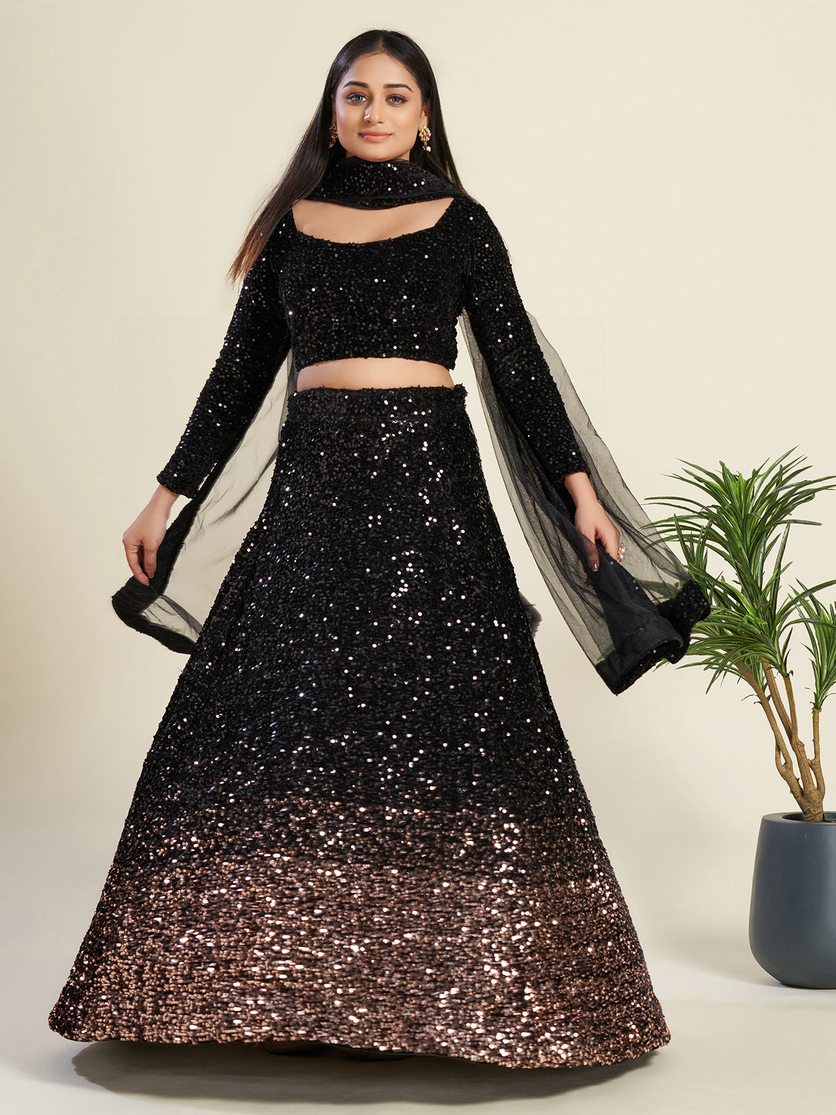 Rajwada - Black Sequins Lehenga
