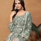 Rajwada Grey Embroidered Semi Stitched Kurta Set For Women