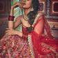 Rajwada Women Peach Embroidered Art Silk Semi Stitched Lehenga With Unstitched Blouse