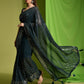 Rajwada Teal Embellished Georgette Saree With Unstitched Blouse For Women