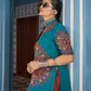 Rajwada Orange And Blue Viscose Rayon Stitched Lehenga Set For Women
