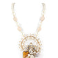 Rajwada Off White Faux Pearls Embellished Long Neck Piece For Women