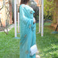 Rajwada Light Blue Embroidered Simmar Saree with Unstitched Blouse for Women
