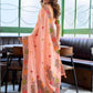 Rajwada Peach Linen Blend Solid Saree For Women