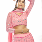 Rajwada Women Pink Embroidered Georgette Semi Stitched Lehenga With Unstitched Blouse