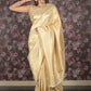 Rajwada Off White Gold Thread Woven Silk Blend Saree with Unstitched Blouse for Women