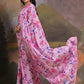 Rajwada Pink Printed Chiffon Saree With Unstitched Blouse For Women