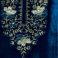 Rajwada Teal Velvet Embroidery Semi-Stitched Kurta Set For Women
