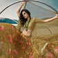 Rajwada Olive Printed Organza Semi Stitched Lehenga With Blouse For Women